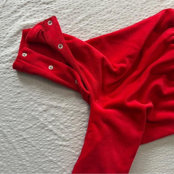 Baby Girls Red Ruffle Overalls Jumpsuit Romper Velour /Soft Material Size 3-6mos - Picture 3 of 6